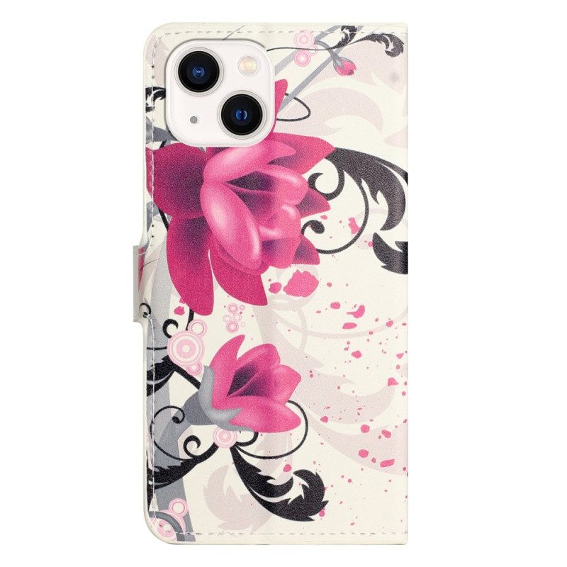 Folio Cover iPhone 14 Fiori Tropicali