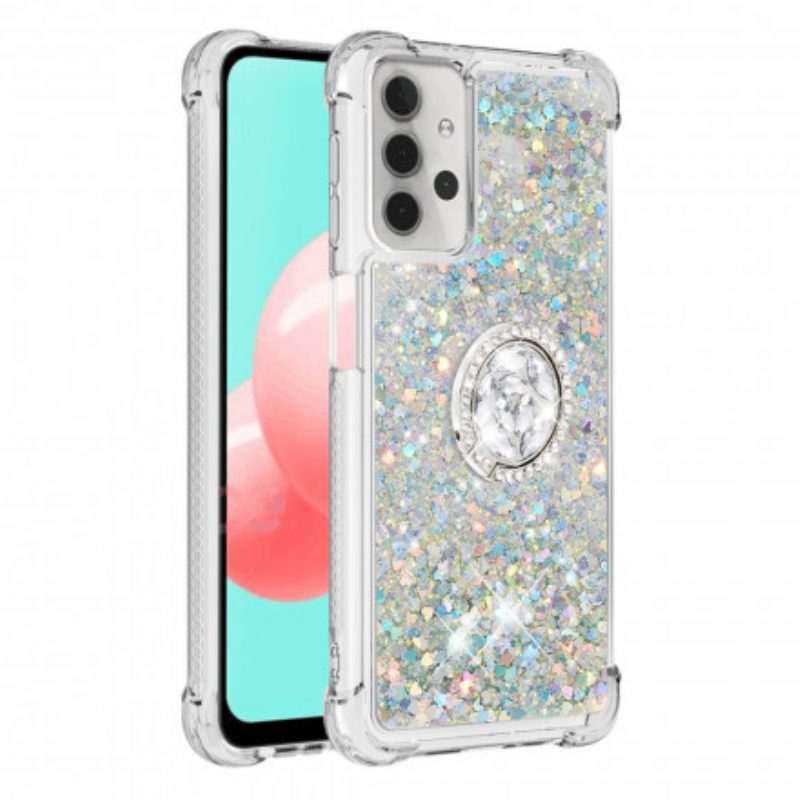 Cover Samsung Galaxy A32 5G Paillettes Con Supporto Ad Anello