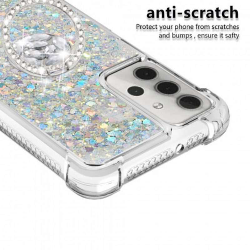 Cover Samsung Galaxy A32 5G Paillettes Con Supporto Ad Anello