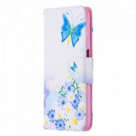 Custodia A Portafoglio Samsung Galaxy A32 5G Farfalle E Fiori Dipinti