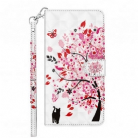 Custodia in pelle Samsung Galaxy A32 5G Albero Rosa Punto Luce