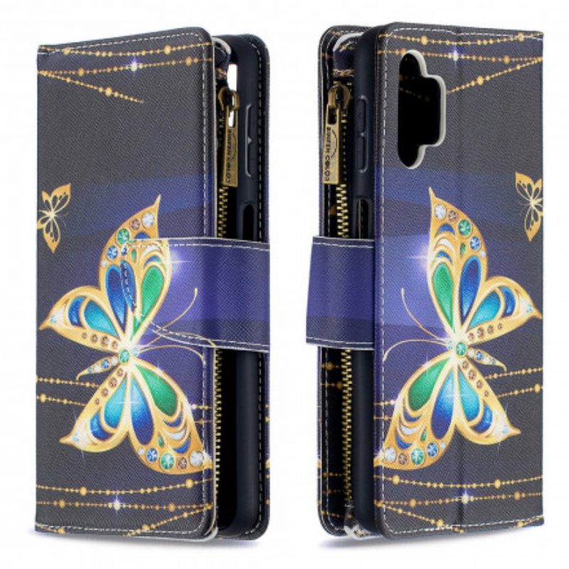 Custodia in pelle Samsung Galaxy A32 5G Custodia Con Zip Butterfly Art