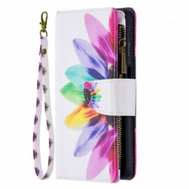 Custodia in pelle Samsung Galaxy A32 5G Tasca Con Zip A Fiore