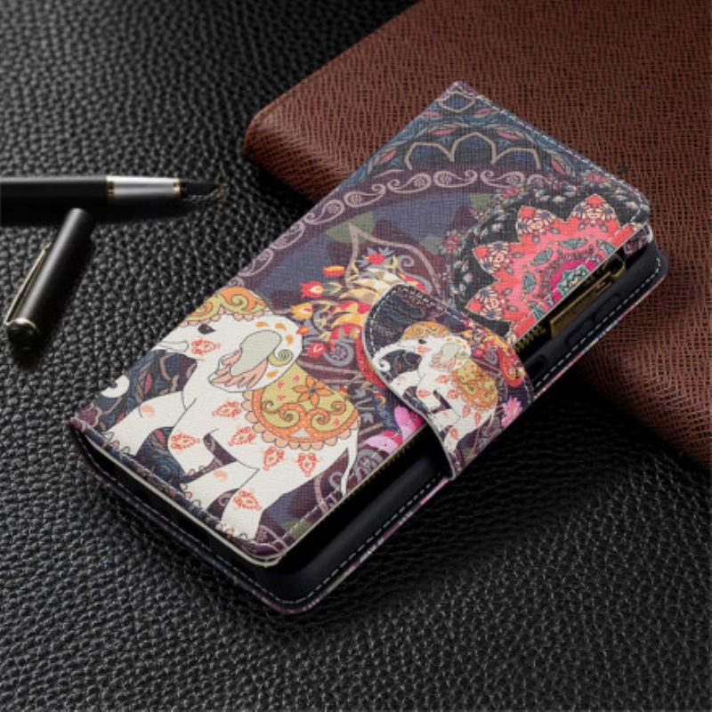Custodia in pelle Samsung Galaxy A32 5G Tasca Con Zip A Forma Di Elefante