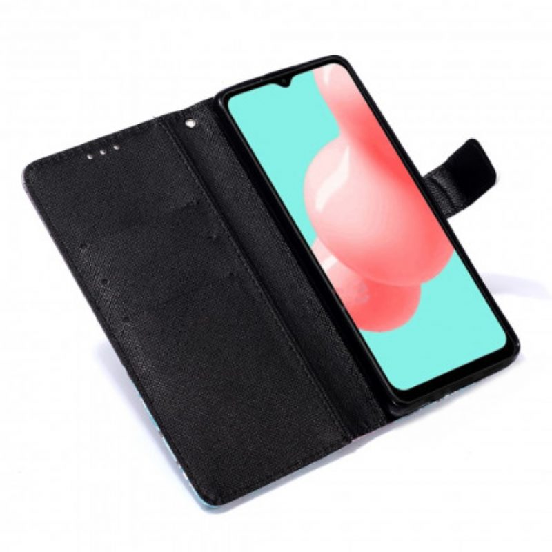 Custodia in pelle Samsung Galaxy A32 5G Teschio Fiorito