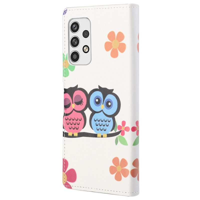 Folio Cover Samsung Galaxy A32 5G Coppia Di Gufi