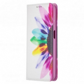Folio Cover Samsung Galaxy A32 5G Custodia in pelle Fiore Dell'acquerello