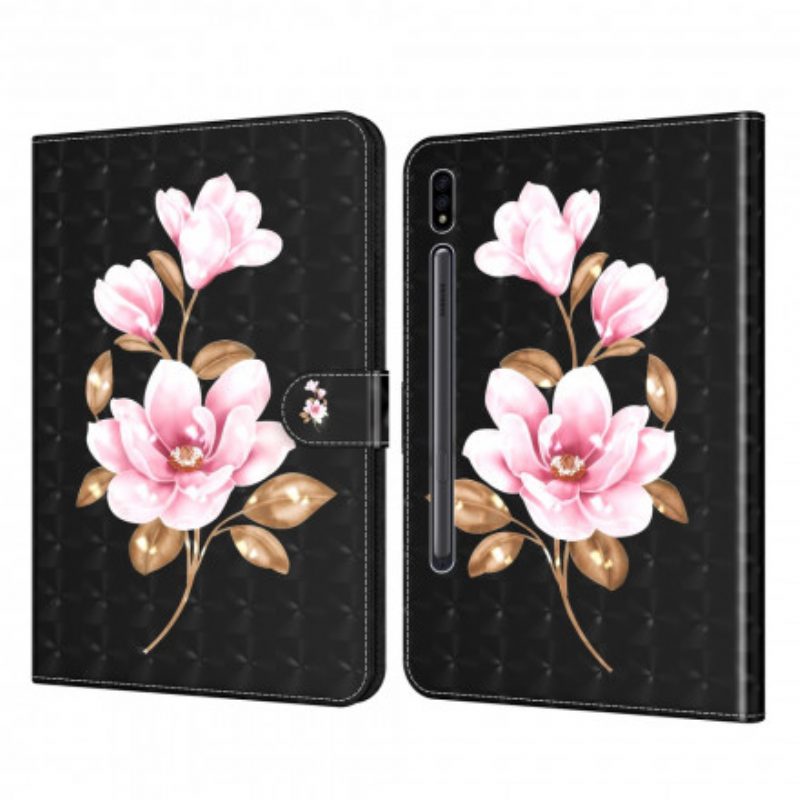 Custodia A Portafoglio Samsung Galaxy Tab S8 / Tab S7 Fiori Dell'albero In Ecopelle