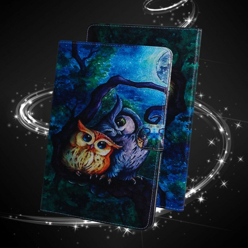 Custodia A Portafoglio Samsung Galaxy Tab S8 / Tab S7 Pittura Gufi
