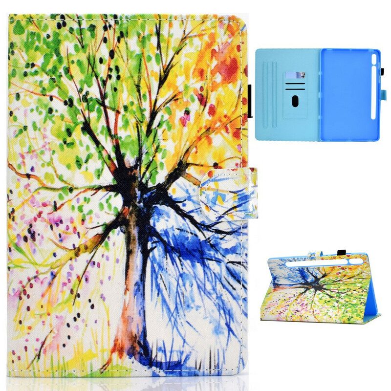 Custodia in pelle Samsung Galaxy Tab S8 / Tab S7 Albero Dell'acquerello