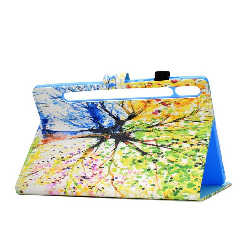 Custodia in pelle Samsung Galaxy Tab S8 / Tab S7 Albero Dell'acquerello