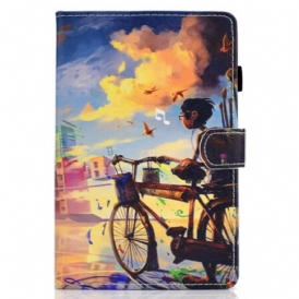 Custodia in pelle Samsung Galaxy Tab S8 / Tab S7 Bicicletta Arte