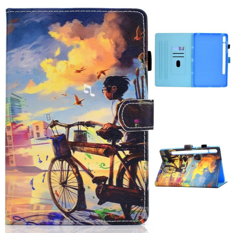 Custodia in pelle Samsung Galaxy Tab S8 / Tab S7 Bicicletta Arte