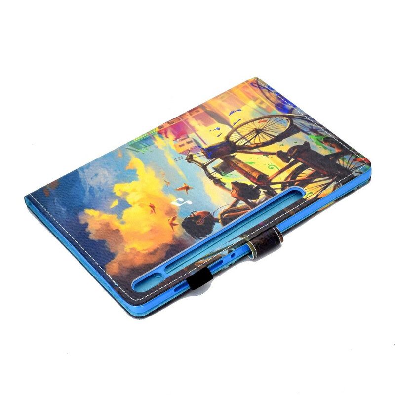 Custodia in pelle Samsung Galaxy Tab S8 / Tab S7 Bicicletta Arte