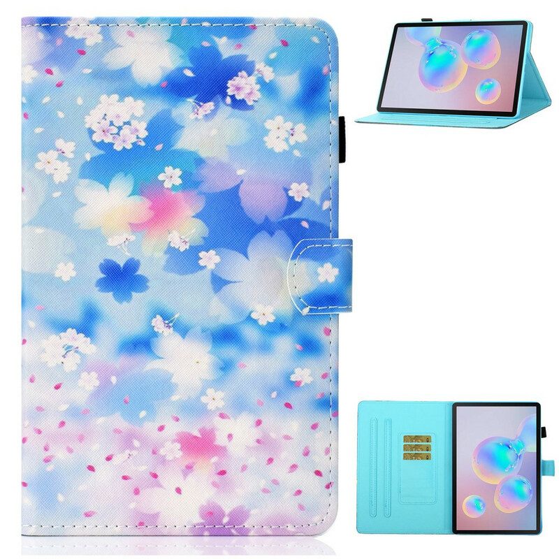Custodia in pelle Samsung Galaxy Tab S8 / Tab S7 Fiori Dell'acquerello
