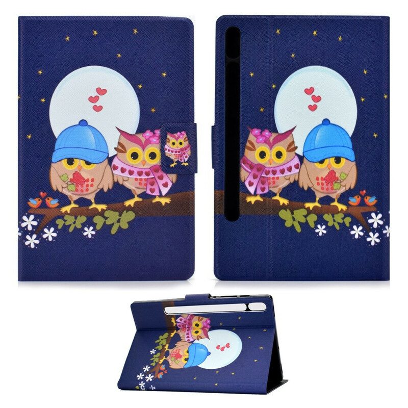 Custodia in pelle Samsung Galaxy Tab S8 / Tab S7 Gufi Divertenti