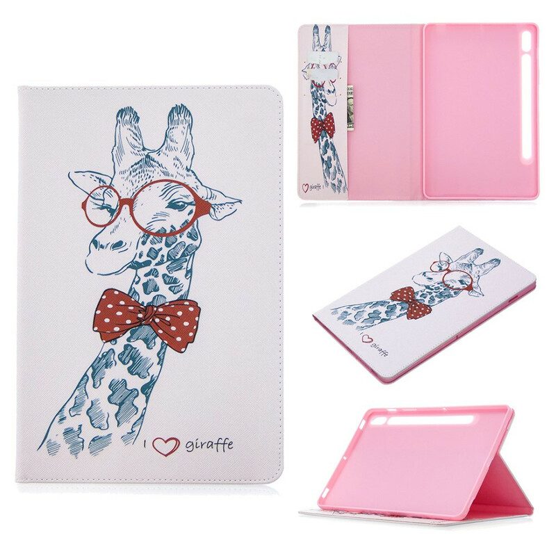 Custodia in pelle Samsung Galaxy Tab S8 / Tab S7 Modello Di Stampa Giraffa