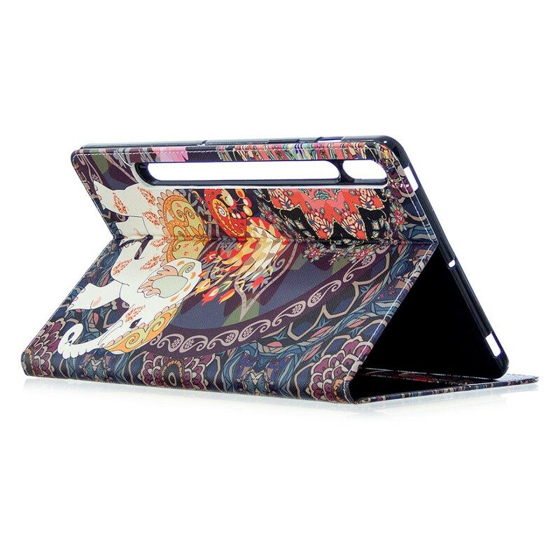 Custodia in pelle Samsung Galaxy Tab S8 / Tab S7 Motivo Con Stampa Elefante