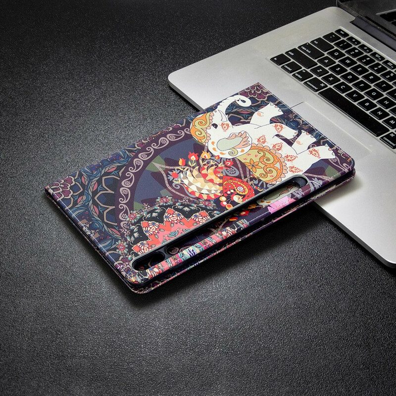 Custodia in pelle Samsung Galaxy Tab S8 / Tab S7 Motivo Con Stampa Elefante
