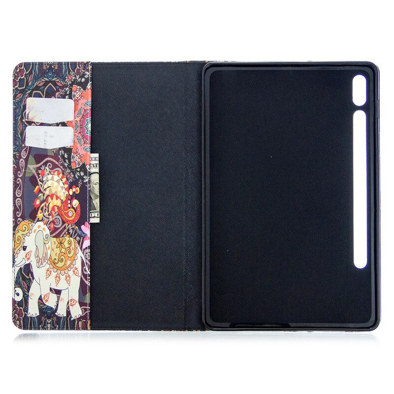 Custodia in pelle Samsung Galaxy Tab S8 / Tab S7 Motivo Con Stampa Elefante