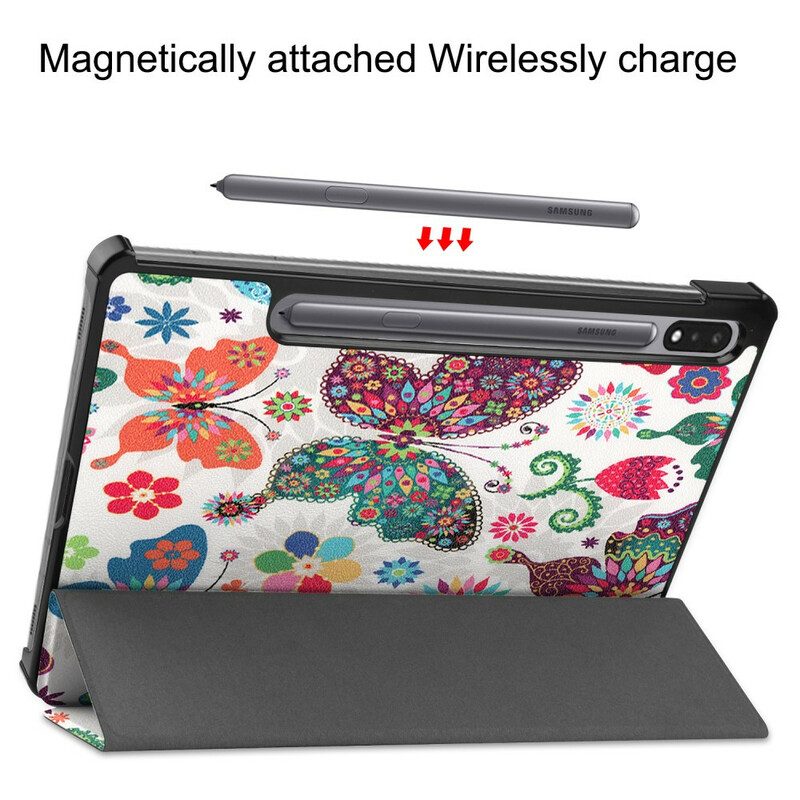 Custodia Samsung Galaxy Tab S8 / Tab S7 Portapenne Fiore Vintage
