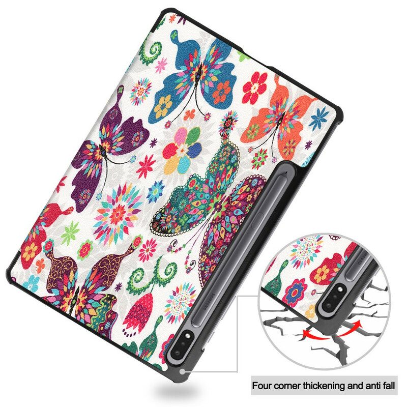 Custodia Samsung Galaxy Tab S8 / Tab S7 Portapenne Fiore Vintage