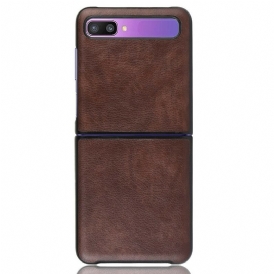 Folio Cover Samsung Galaxy Z Flip Custodia in pelle Ecopelle Litchi