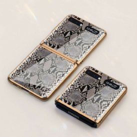 Folio Cover Samsung Galaxy Z Flip Custodia in pelle Stile Pelle Di Serpente Gkk
