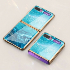 Folio Cover Samsung Galaxy Z Flip Custodia in pelle Stile Marmo Colorato Gkk