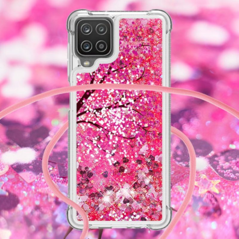 Cover Samsung Galaxy M12 / A12 Albero Con Coulisse Di Paillettes