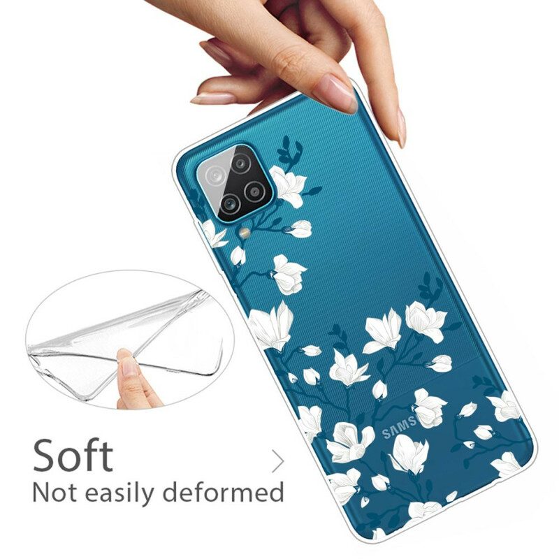 Cover Samsung Galaxy M12 / A12 Fiori Bianchi