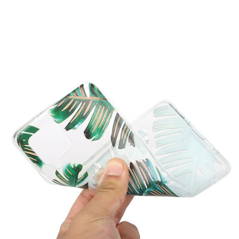 Cover Samsung Galaxy M12 / A12 /foglie Verdi Trasparenti