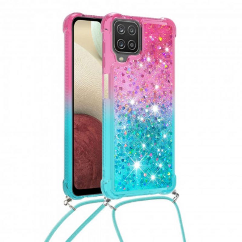 Cover Samsung Galaxy M12 / A12 Paillettes E Cordoncino In Silicone