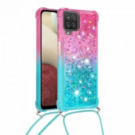 Cover Samsung Galaxy M12 / A12 Paillettes E Cordoncino In Silicone