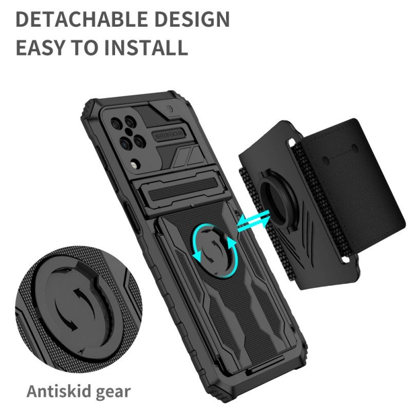 Cover Samsung Galaxy M12 / A12 Portacarte Con Cerniera E Supporto