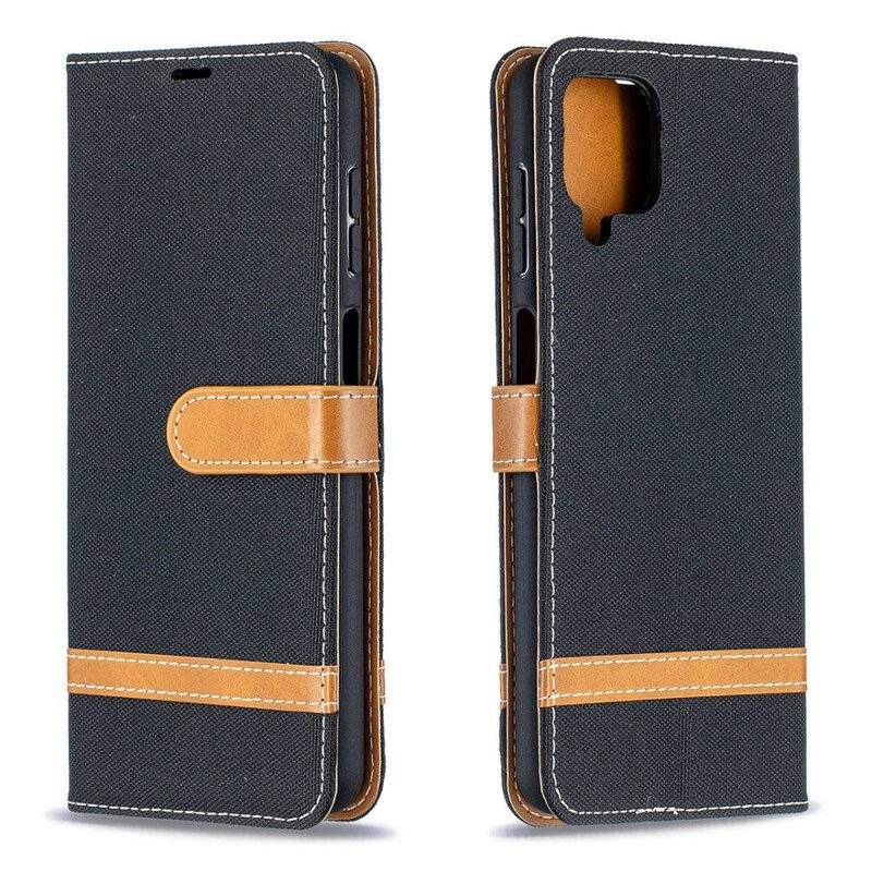 Custodia in pelle Samsung Galaxy M12 / A12 Cinturino Effetto Tessuto E Pelle