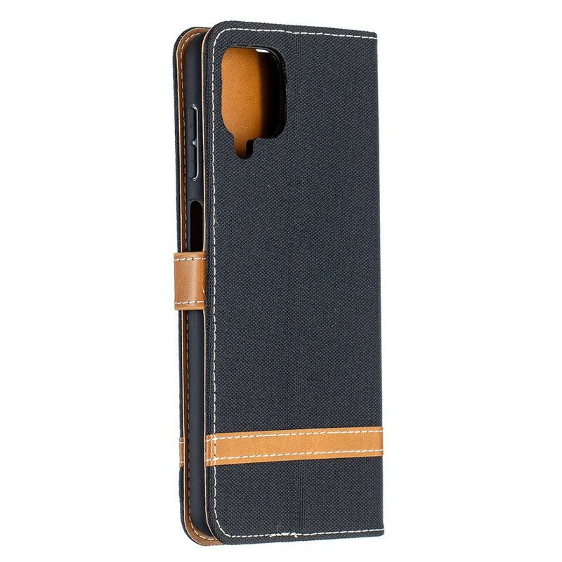 Custodia in pelle Samsung Galaxy M12 / A12 Cinturino Effetto Tessuto E Pelle