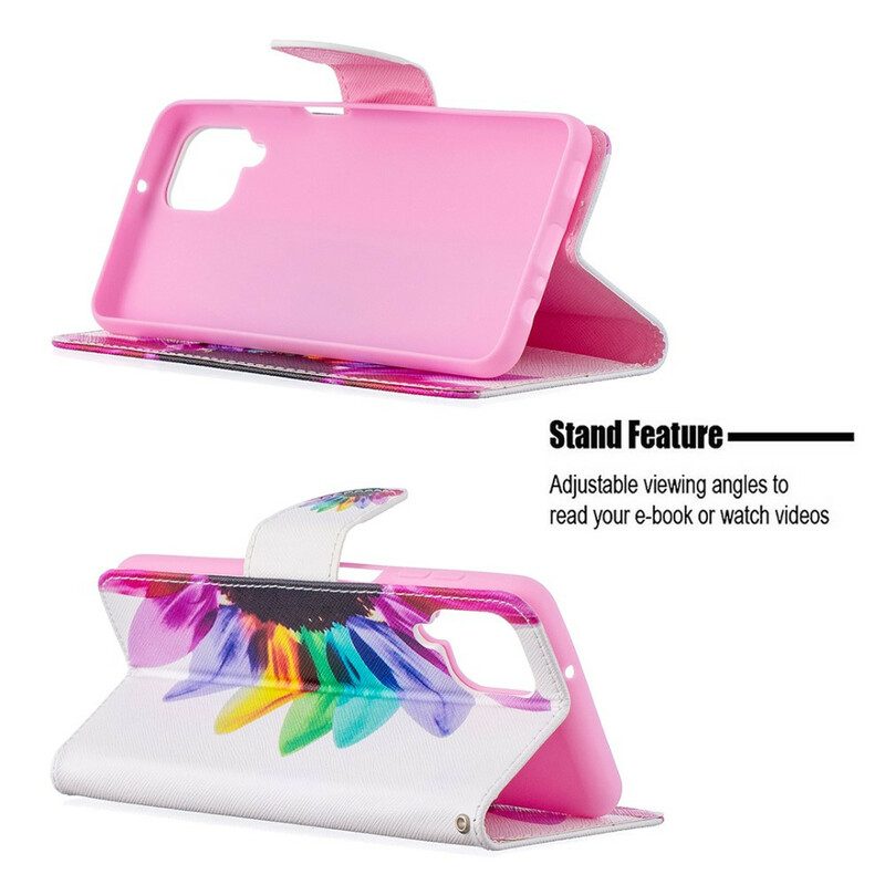 Custodia in pelle Samsung Galaxy M12 / A12 Fiore Dell'acquerello