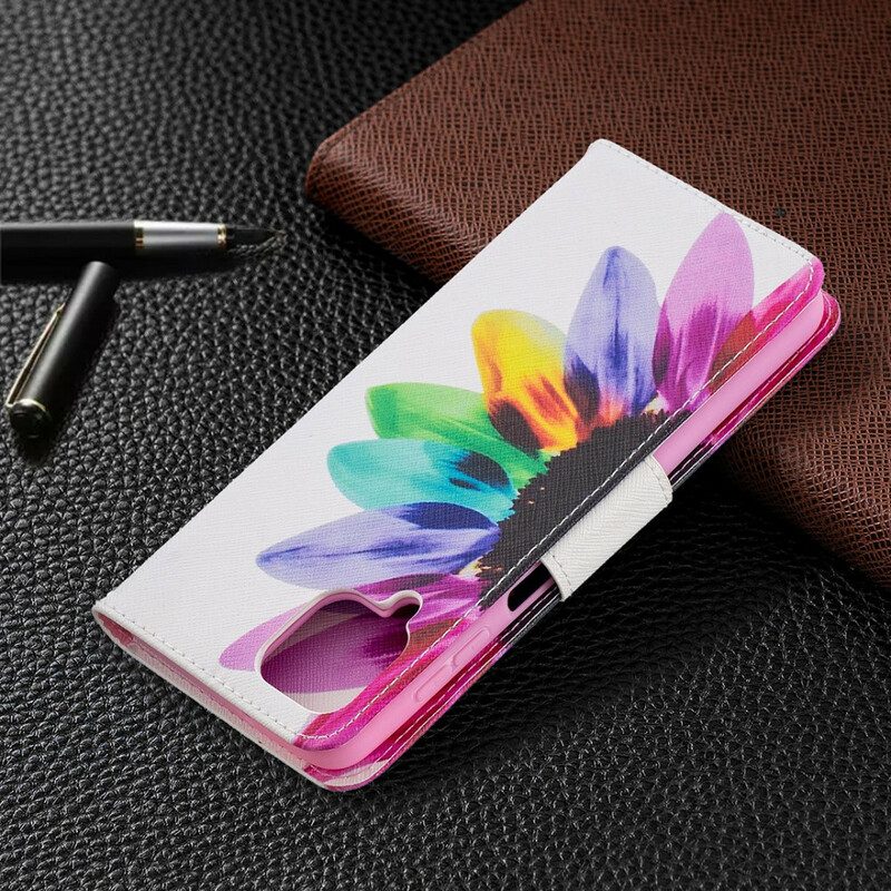 Custodia in pelle Samsung Galaxy M12 / A12 Fiore Dell'acquerello