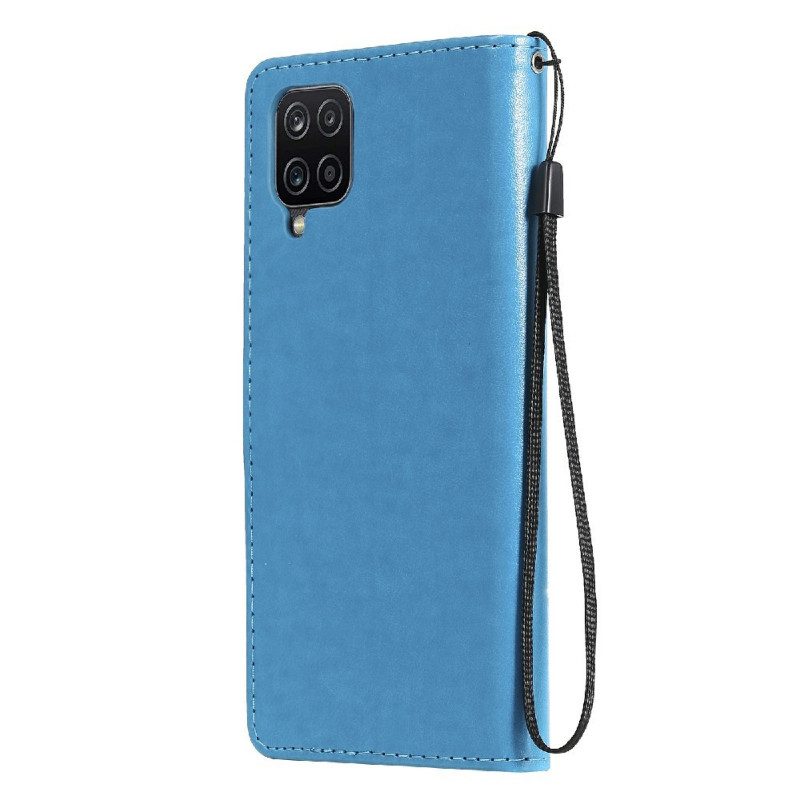 Custodia in pelle Samsung Galaxy M12 / A12 Gatto E Ape Con Cordino