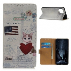 Custodia in pelle Samsung Galaxy M12 / A12 Gatto Viaggiatore