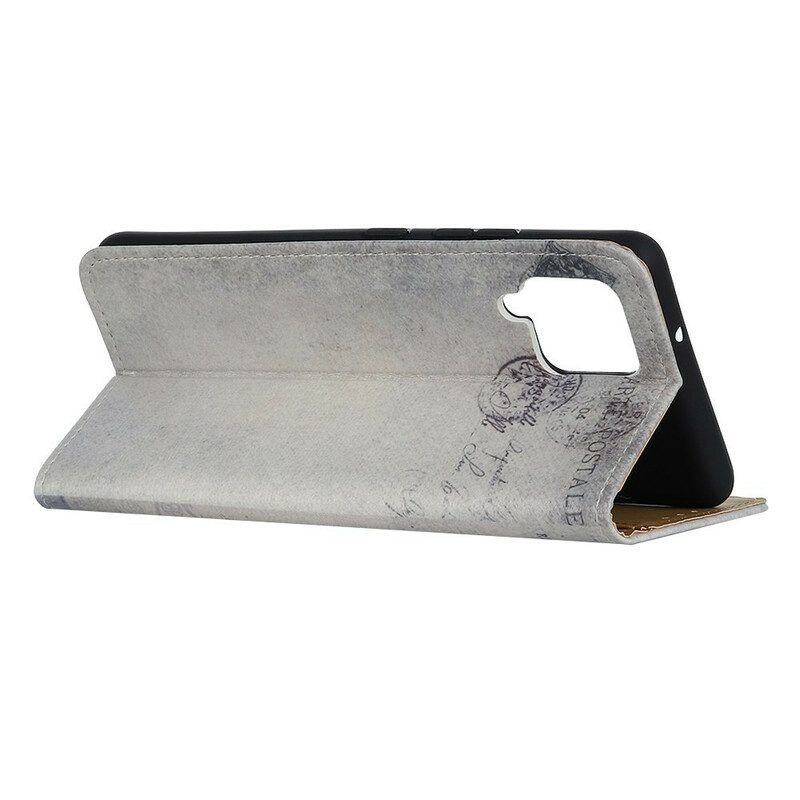 Custodia in pelle Samsung Galaxy M12 / A12 Gatto Viaggiatore