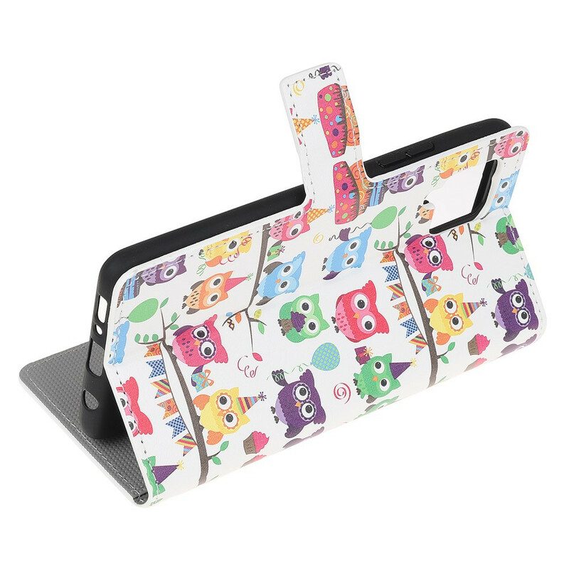 Custodia in pelle Samsung Galaxy M12 / A12 Gufi Multipli