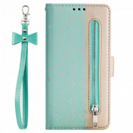 Custodia in pelle Samsung Galaxy M12 / A12 Portamonete Con Cinturino In Pizzo