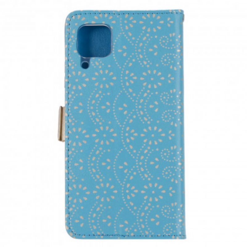 Custodia in pelle Samsung Galaxy M12 / A12 Portamonete Con Cinturino In Pizzo