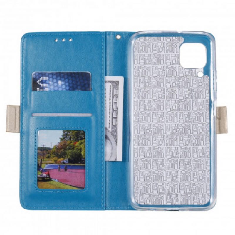 Custodia in pelle Samsung Galaxy M12 / A12 Portamonete Con Cinturino In Pizzo