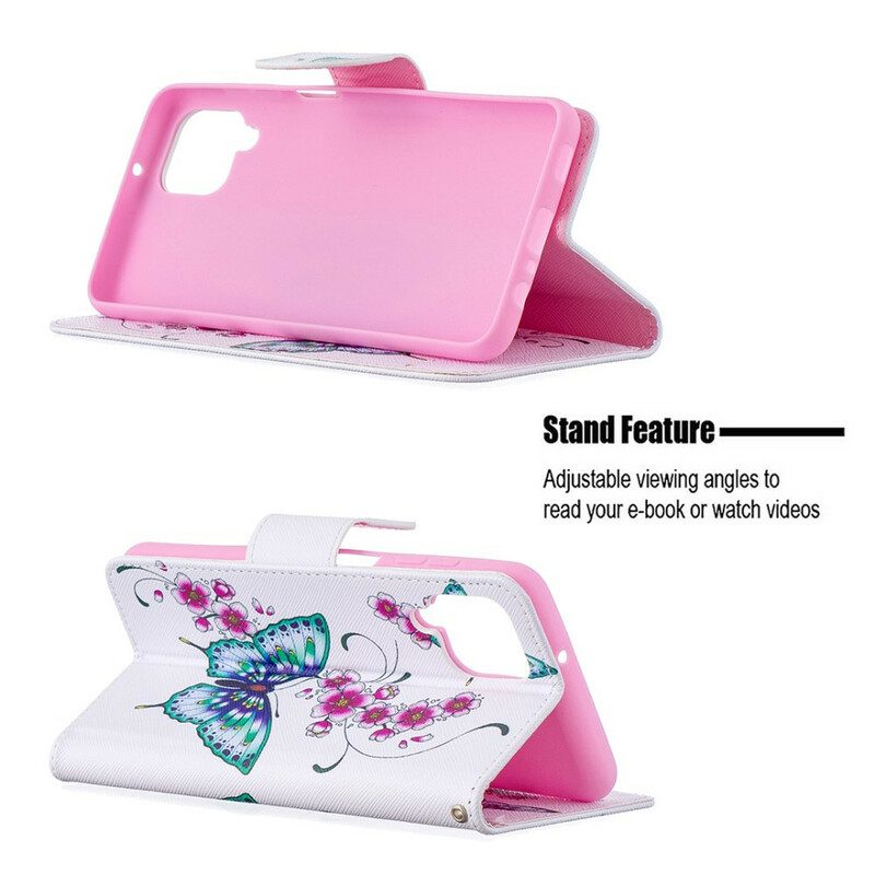 Custodia in pelle Samsung Galaxy M12 / A12 Re Farfalle
