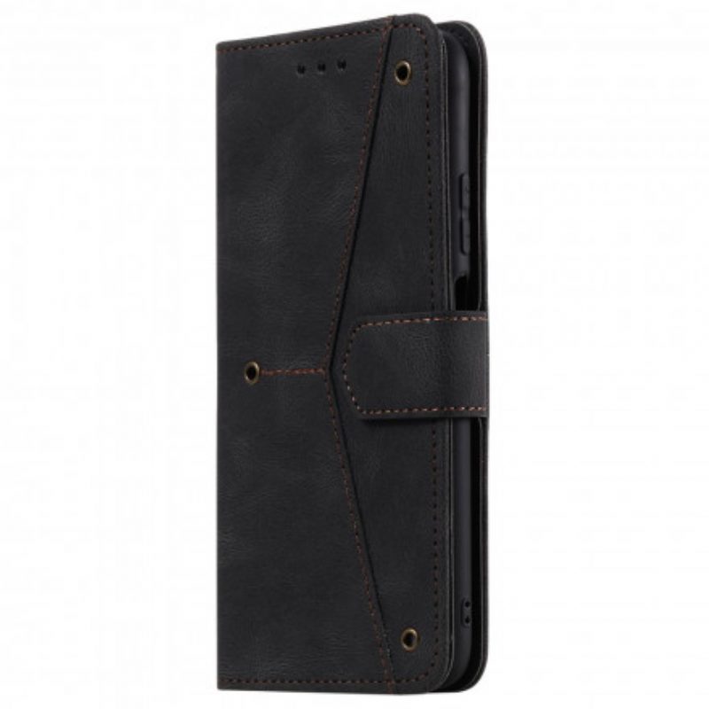 Custodia in pelle Samsung Galaxy M12 / A12 Rivetti Bicolore In Ecopelle
