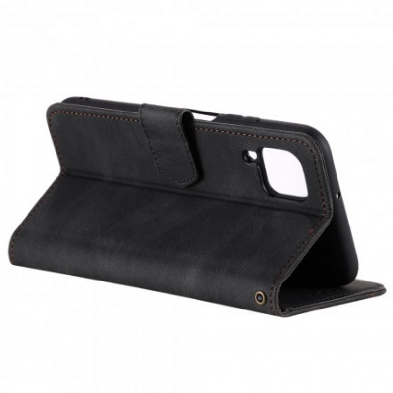 Custodia in pelle Samsung Galaxy M12 / A12 Rivetti Bicolore In Ecopelle