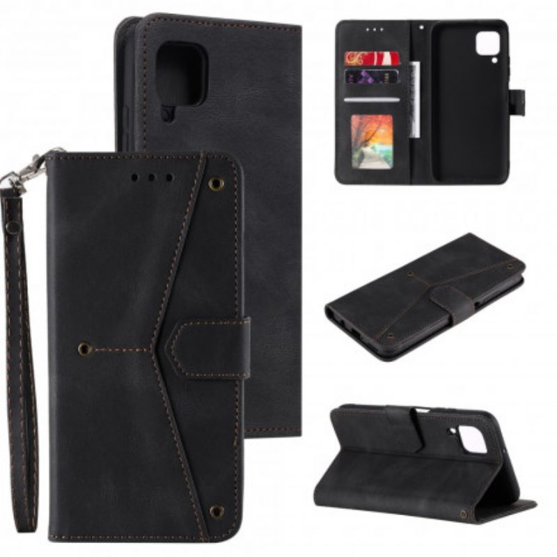 Custodia in pelle Samsung Galaxy M12 / A12 Rivetti Bicolore In Ecopelle